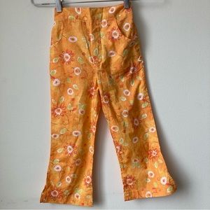 NWT  Kaboo Boutique Cotton Orange Flower Print Long Pull On Pant Girls Sz 8 New